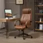 Silla de Escritorio Giratoria con Altura Ajustable Reposacabezas Reposabrazos y Respaldo 65x71,5x114-122 cm Marrón