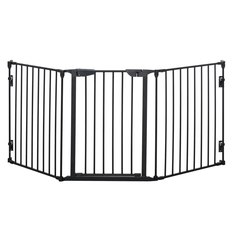 Barrera para Perros Plegable de 3 Paneles con Cierre Inteligente Barrera de Seguridad para Pasillo 180x74,5 cm Negro