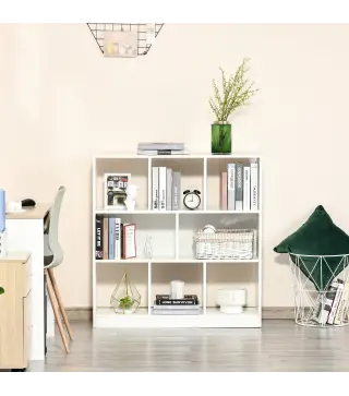 Estantería Librería con 8 Compartimentos Estantería de Exposición Moderno para Sala de Estar 97,5x30x100 cm Blanco