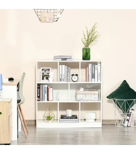 Estantería Librería con 8 Compartimentos Estantería de Exposición Moderno para Sala de Estar 97,5x30x100 cm Blanco
