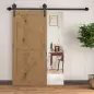 6FT/183cm Herraje para Puerta Corredera Kit de Puerta Corrediza de Madera con Guía de Suelo Riel de Acero al Carbono Café Oscuro