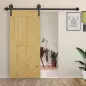 6FT/183cm Herraje para Puerta Corredera Kit de Puerta Corrediza de Madera con Guía de Suelo Riel de Acero al Carbono Café Oscuro