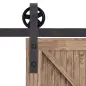 6FT/183cm Herraje para Puerta Corredera Kit de Puerta Corrediza de Madera con Guía de Suelo Riel de Acero al Carbono Café Oscuro