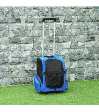 Transportín Carrito para Mascotas 2 en 1 Mochila de Viaje con 2 Ruedas para Perros Gatos con Asa Retráctil de Aluminio y Bolsill