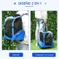 Transportín Carrito para Mascotas 2 en 1 Mochila de Viaje con 2 Ruedas para Perros Gatos con Asa Retráctil de Aluminio y Bolsill