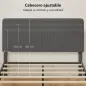 Somier 160x200 cm con Cabecero Ajustable Tapizado en Pana Láminas de Madera Fácil de Montar Gris Oscuro