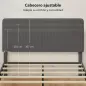 Somier 160x200 cm con Cabecero Ajustable Tapizado en Pana Láminas de Madera Fácil de Montar Gris Oscuro