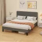 Somier 160x200 cm con Cabecero Ajustable Tapizado en Pana Láminas de Madera Fácil de Montar Gris Oscuro