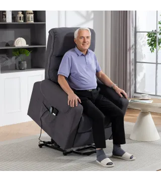 Sillón Levanta Personas con 8 Punto de Masaje Reposapiés Mando a Distancia y Bolsillo Lateral 83x92x110 cm Gris