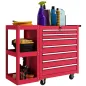 Carro de Herramientas con 7 Cajones Estantería de 3 Niveles Desmontable Sistema de Cierre Central Asa Rojo