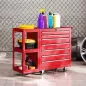 Carro de Herramientas con 7 Cajones Estantería de 3 Niveles Desmontable Sistema de Cierre Central Asa Rojo Carro de Herramientas con 7 Cajones Estantería de 3 Niveles Desmontable Sistema de Cierre Central Asa Rojo