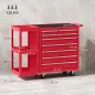 Carro de Herramientas con 7 Cajones Estantería de 3 Niveles Desmontable Sistema de Cierre Central Asa Rojo