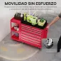 Carro de Herramientas con 7 Cajones Estantería de 3 Niveles Desmontable Sistema de Cierre Central Asa Rojo