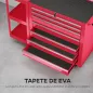 Carro de Herramientas con 7 Cajones Estantería de 3 Niveles Desmontable Sistema de Cierre Central Asa Rojo