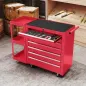 Carro de Herramientas con 7 Cajones Estantería de 3 Niveles Desmontable Sistema de Cierre Central Asa Rojo