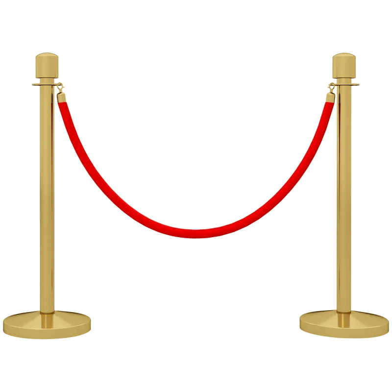 Juego de 2 Postes Separadores de Acero Inoxidable con Cuerda de Terciopelo Roja de 1,5 m y Base Rellenable Dorado