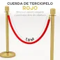 Juego de 2 Postes Separadores de Acero Inoxidable con Cuerda de Terciopelo Roja de 1,5 m y Base Rellenable Dorado