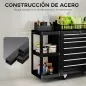 Carro de Herramientas con 7 Cajones Estantería de 3 Niveles Desmontable Sistema de Cierre Central Asa Negro