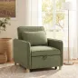 Sillón Cama Individual 3 en 1 Sofá Cama Plegable con Respaldo Ajustable y Cojín para Salón 74x85,5x82 cm Verde Oscuro
