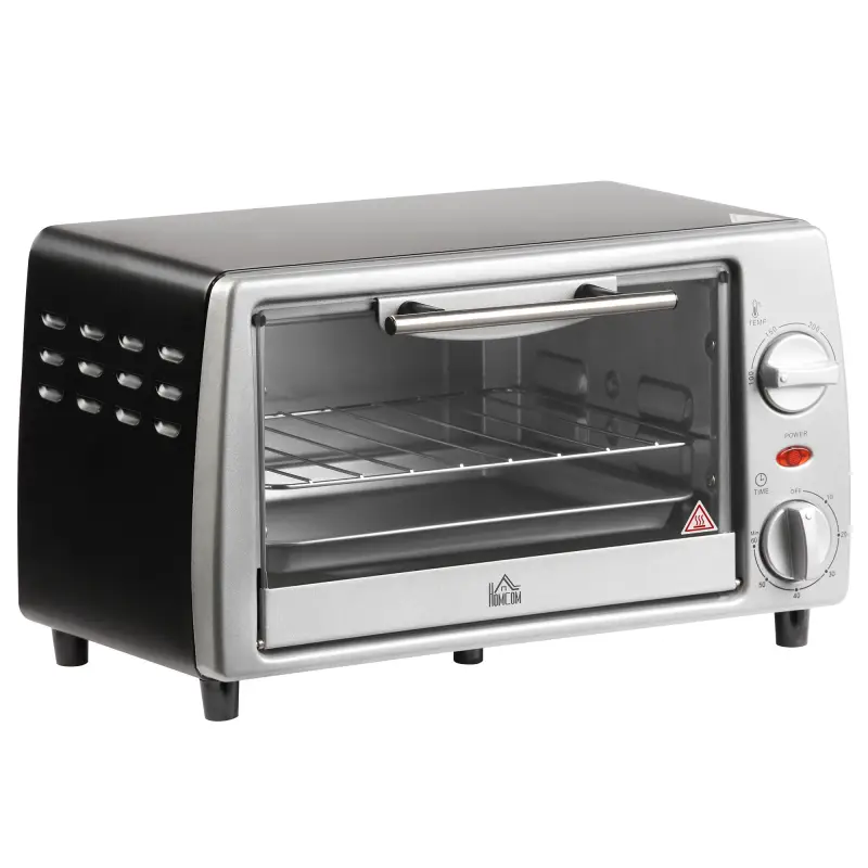 Horno Eléctrico de Sobremesa 10 Litros 750W Mini Horno Tostador con Temperatura hasta 230 ℃ Temporizador 60 Minutos Bandeja y Re