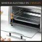 Horno Eléctrico de Sobremesa 10 Litros 750W Mini Horno Tostador con Temperatura hasta 230 ℃ Temporizador 60 Minutos Bandeja y Re