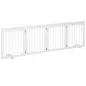 Barrera para Perros Plegable de 4 Paneles 204x61 cm Barrera de Seguridad para Perros con Estructura de Madera y Patas de