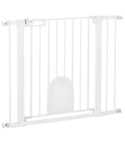 Barrera de Seguridad para Perros Mascotas 75-103 cm para Escaleras y Puertas con 2 Extensiones Cierre Automático y Siste