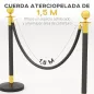 Postes Separadores de Acero Inoxidable de 2 Piezas 96 cm de Altura Base Rellenable Cuerda de Terciopelo Negro