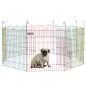 Parque Plegable para Perros de 8 Paneles Ø156x60 cm Valla Metálica con Puerta Estacas Interior Exterior Multicolor