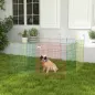 Parque Plegable para Perros de 8 Paneles Ø156x60 cm Valla Metálica con Puerta Estacas Interior Exterior Multicolor