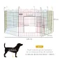 Parque Plegable para Perros de 8 Paneles Ø156x60 cm Valla Metálica con Puerta Estacas Interior Exterior Multicolor