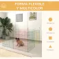 Parque Plegable para Perros de 8 Paneles Ø156x60 cm Valla Metálica con Puerta Estacas Interior Exterior Multicolor