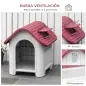 Caseta para Perro con Puerta Extraíble Base Elevada 3 Respiraderos y Ventana Abrible Caseta de Perros para Interior y Ex