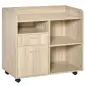 Armario para Impresora con 3 Compartimentos 2 Cajones para Archivos Estante Ajustable Ruedas 80x40x72 cm Roble