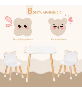 Juego Infantil de Mesa y 2 Sillas