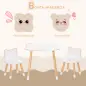 Mesa y Sillas Infantil de Madera Muebles Infantiles para Sala de Juego y Dormitorio de Niños Natural y Blanco