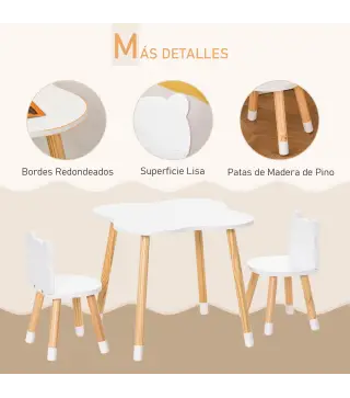 Juego Infantil de Mesa y 2 Sillas