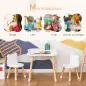 Mesa y Sillas Infantil de Madera Muebles Infantiles para Sala de Juego y Dormitorio de Niños Natural y Blanco