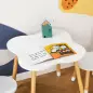 Mesa y Sillas Infantil de Madera Muebles Infantiles para Sala de Juego y Dormitorio de Niños Natural y Blanco