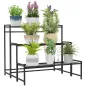 Soporte para Plantas de Tres Niveles con Diseño en Escalera y Estructura Metálica Resistente para Interior y Exterior