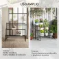 Soporte para Plantas de Tres Niveles con Diseño en Escalera y Estructura Metálica Resistente para Interior y Exterior