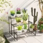 Soporte para Plantas de Tres Niveles con Diseño en Escalera y Estructura Metálica Resistente para Interior y Exterior