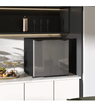 Mini Nevera Silenciosa 46 L Clase E Frigorífico Pequeño con Temperatura Regulable y Puerta Reversible 48x44x49 cm Plata