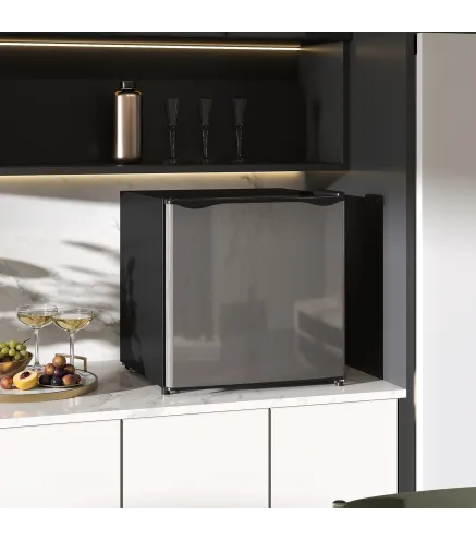 Mini Nevera Silenciosa 46 L Clase E Frigorífico Pequeño con Temperatura Regulable y Puerta Reversible 48x44x49 cm Plata