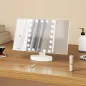 Espejo Maquillaje con Luz Aumento 1X/2X/3X Rotación Libre de 180° 21 Luces LED Interruptor Táctil Blanco