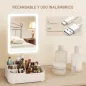 Espejo Maquillaje con Luz Recargable con 2 Modos de Iluminación Rotación de 180° Brillo Ajustable Blanco