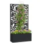 Jardinera Elevada con Panel de Privacidad de Hojas Decorativas de Metal y Opción de Montaje en Pared 61x23x113 cm Negro