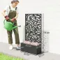 Jardinera Elevada con Panel de Privacidad de Hojas Decorativas de Metal y Opción de Montaje en Pared 61x23x113 cm Negro