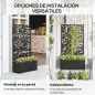Jardinera Elevada con Panel de Privacidad de Hojas Decorativas de Metal y Opción de Montaje en Pared 61x23x113 cm Negro