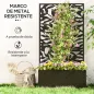 Jardinera Elevada con Panel de Privacidad de Hojas Decorativas de Metal y Opción de Montaje en Pared 61x23x113 cm Negro